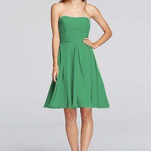 David's Bridal Strapless Green Bridesmaid Dress